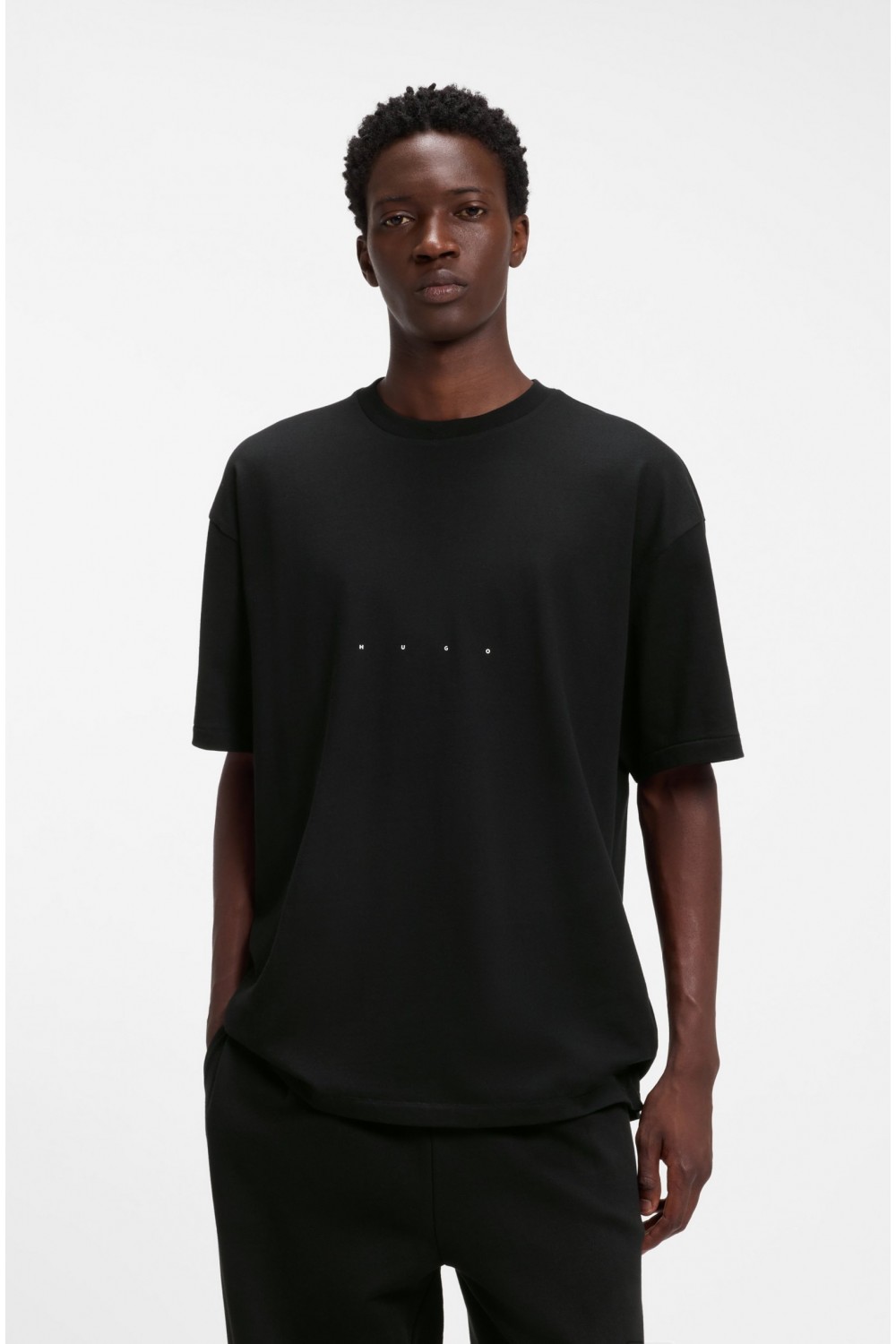 HUGO DEVROLO OVERSIZE FIT COTTON T-SHIRT WITH LOGO BLACK 50568251-001