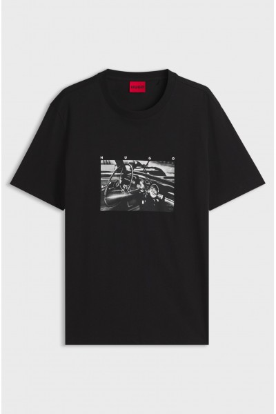 HUGO RELAXED-FIT T-SHIRT DIKEMS WITH GRAPHIC LOGO BLACK 50568628-002