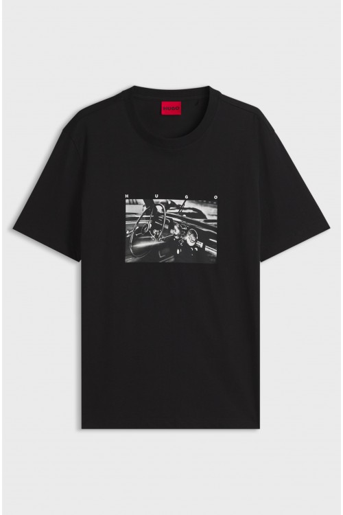 HUGO RELAXED-FIT T-SHIRT DIKEMS WITH GRAPHIC LOGO BLACK 50568628-002