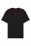 HUGO INTERLOCK COTTON REGULAR FIT T-SHIRT WITH STACKED LOGO BLACK 50505201-002