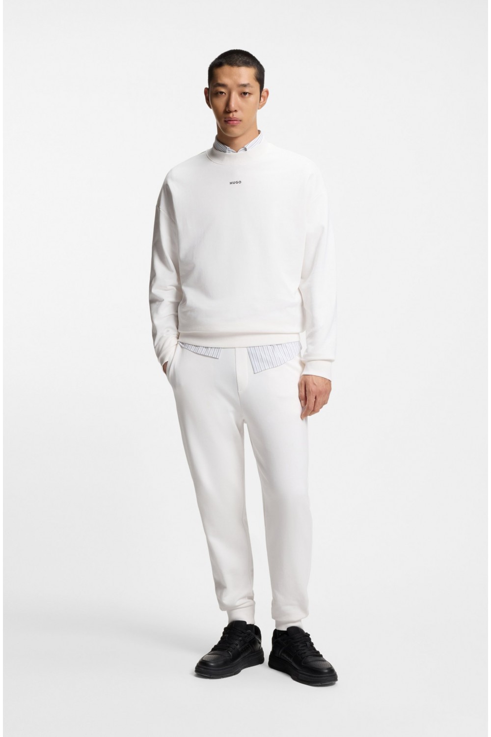 HUGO DAPOCREW RELAXED FIT SWEATSHIRT IN COTTON TERRY WHWITE 50525892-102