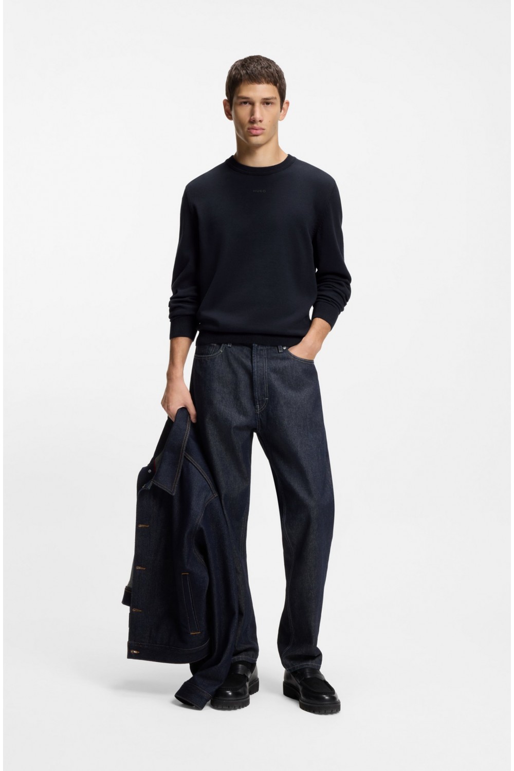HUGO BOSS SAN CASSIUS COTTON SWEATER DARK BLUE 50553588-410