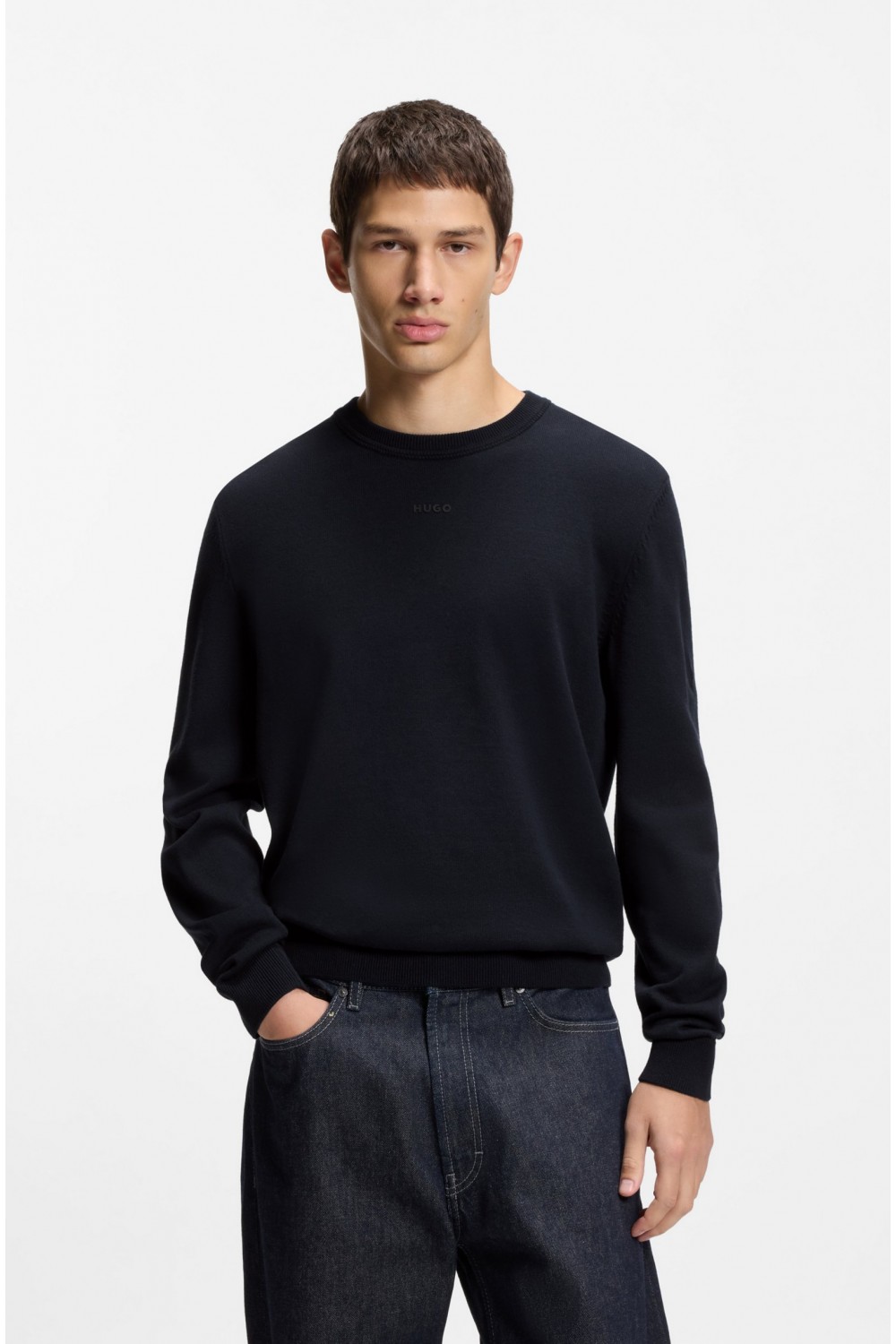 HUGO BOSS SAN CASSIUS COTTON SWEATER DARK BLUE 50553588-410