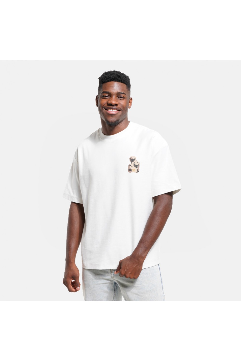 HUGO RELAXED COTTON T-SHIRT WITH PAINTED ARTWORK WHITE 50563795-102