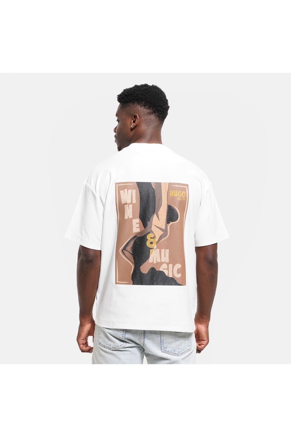 HUGO RELAXED COTTON T-SHIRT WITH PAINTED ARTWORK WHITE 50563795-102