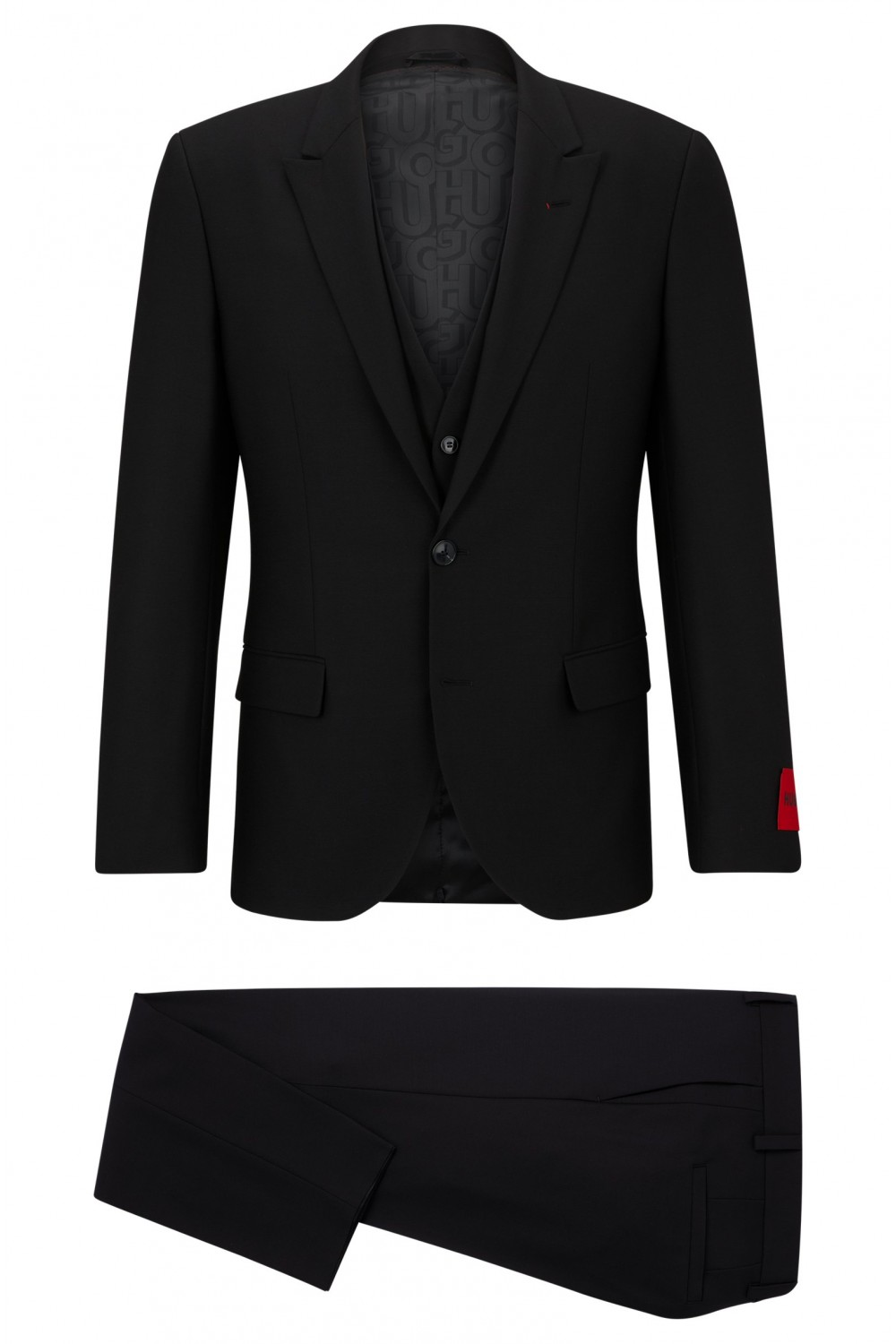 HUGO THREE PIECE SLIM-FIT SUIT BLACK 50495023-001