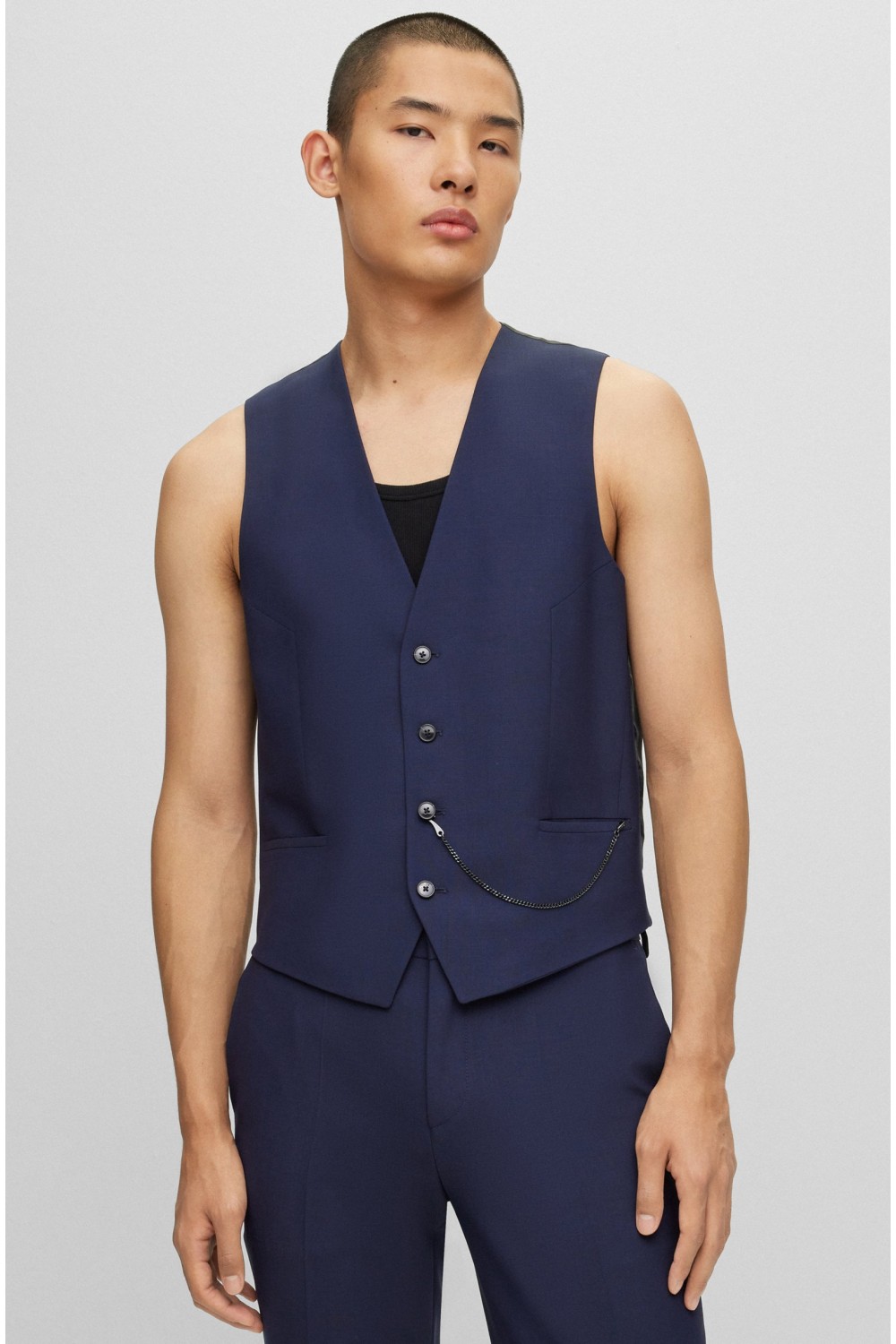 HUGO THREE PIECE SLIM-FIT SUIT DARK BLUE 50495023-405