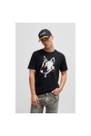 HUGO COTTON JERSEY T-SHIRT WITH DOG ARTWORK BLACK 50504916-001
