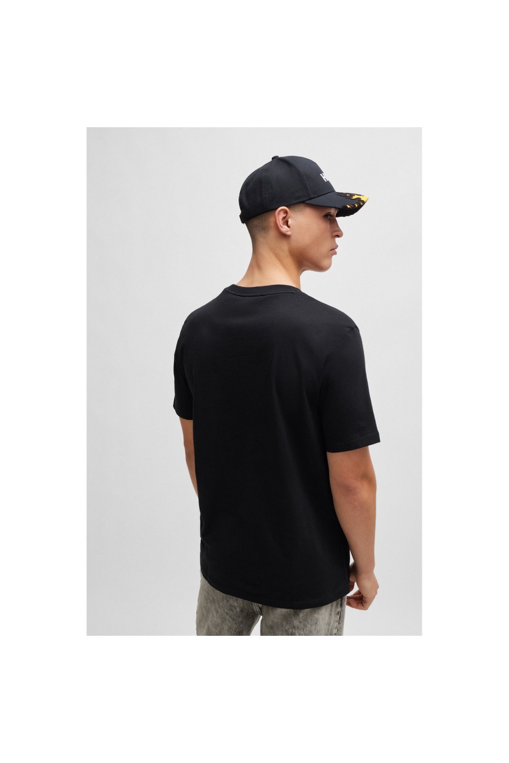 HUGO COTTON JERSEY T-SHIRT WITH DOG ARTWORK BLACK 50504916-001