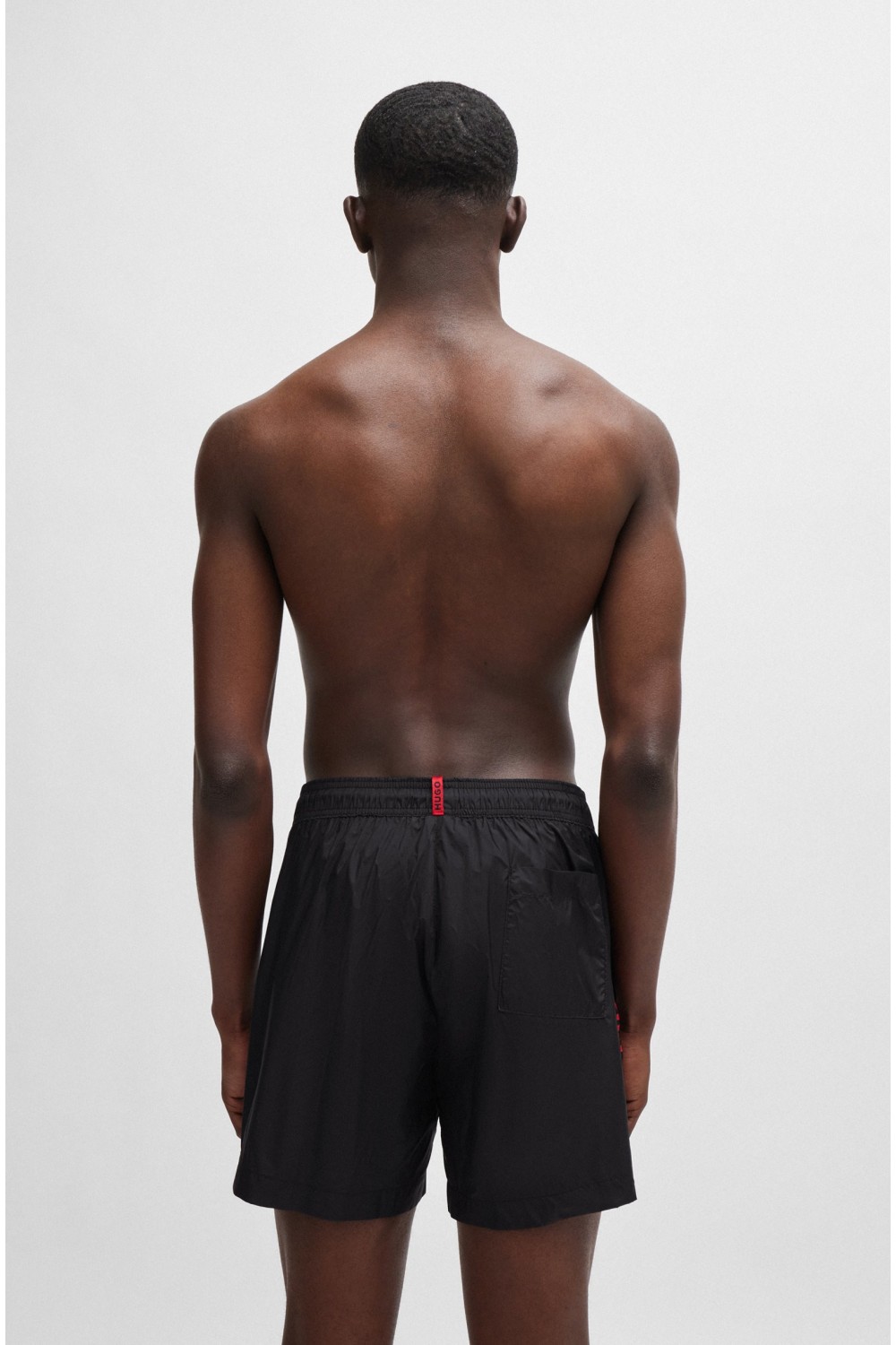 HUGO FULLY LINED SWIM SHORTS WITH LOGO TAPE BLACK 50500973-001