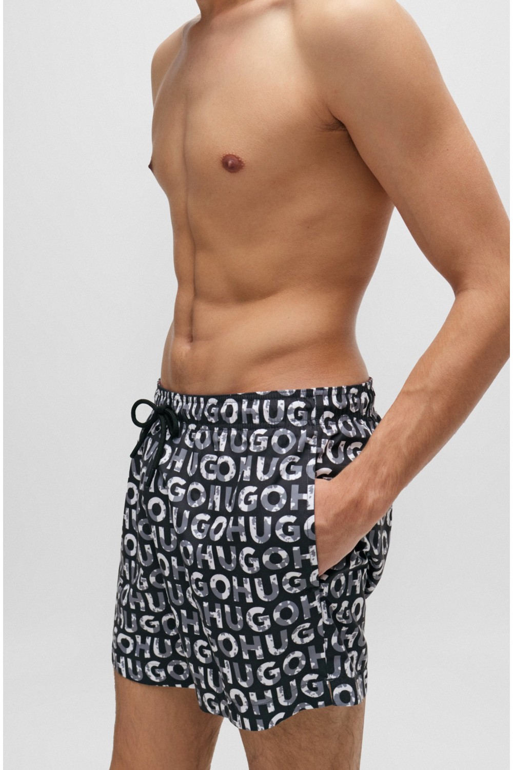 HUGO RECYCLED-MATERIAL SWIM SHORTS WITH LOGO PRINT 50474322-002