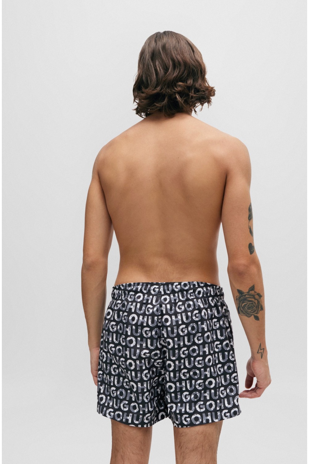 HUGO RECYCLED-MATERIAL SWIM SHORTS WITH LOGO PRINT 50474322-002