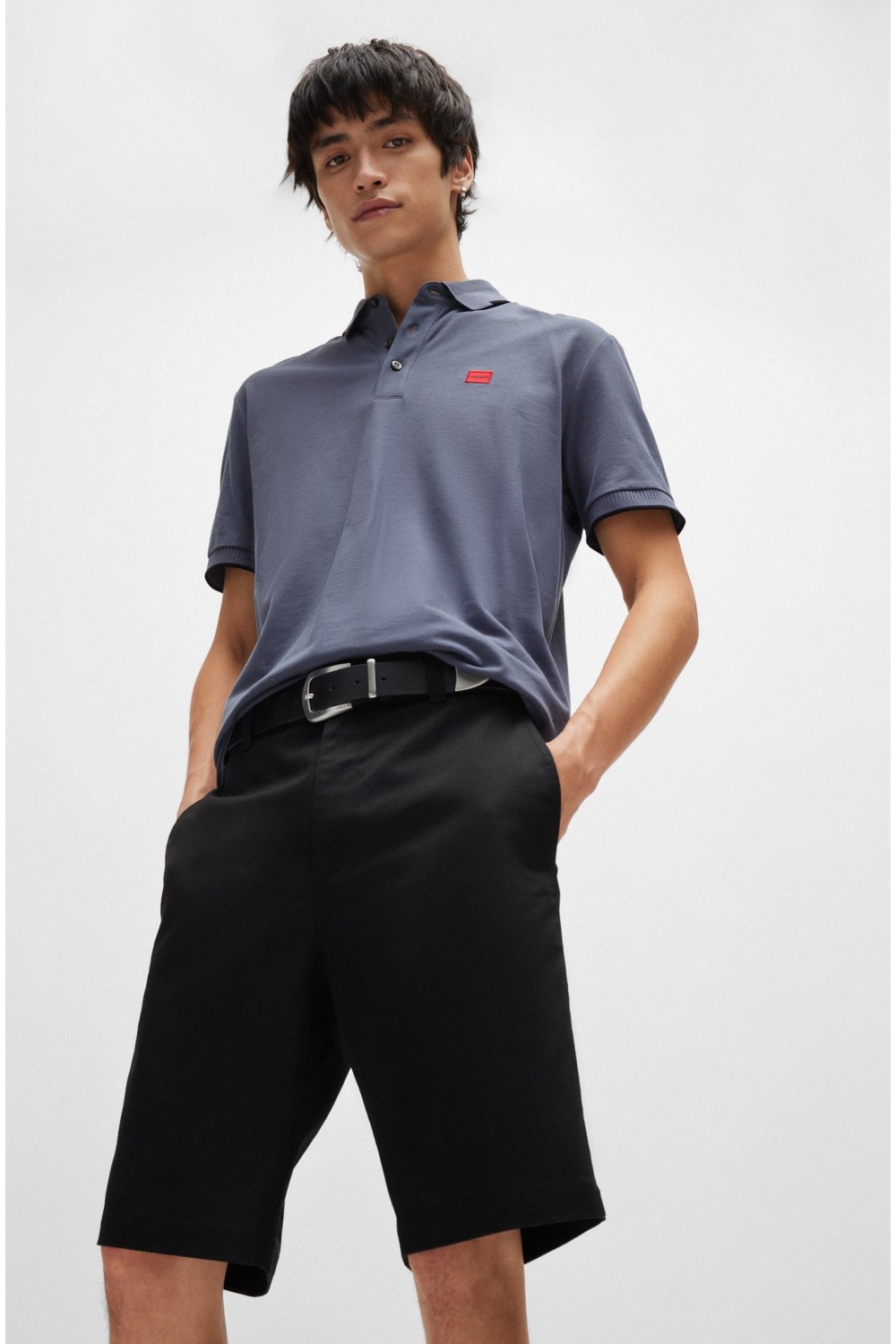 HUGO REGULAR-FIT SHORTS WITH SLIM LEG AND BUTTONED POCKETS BLACK 50505857-001
