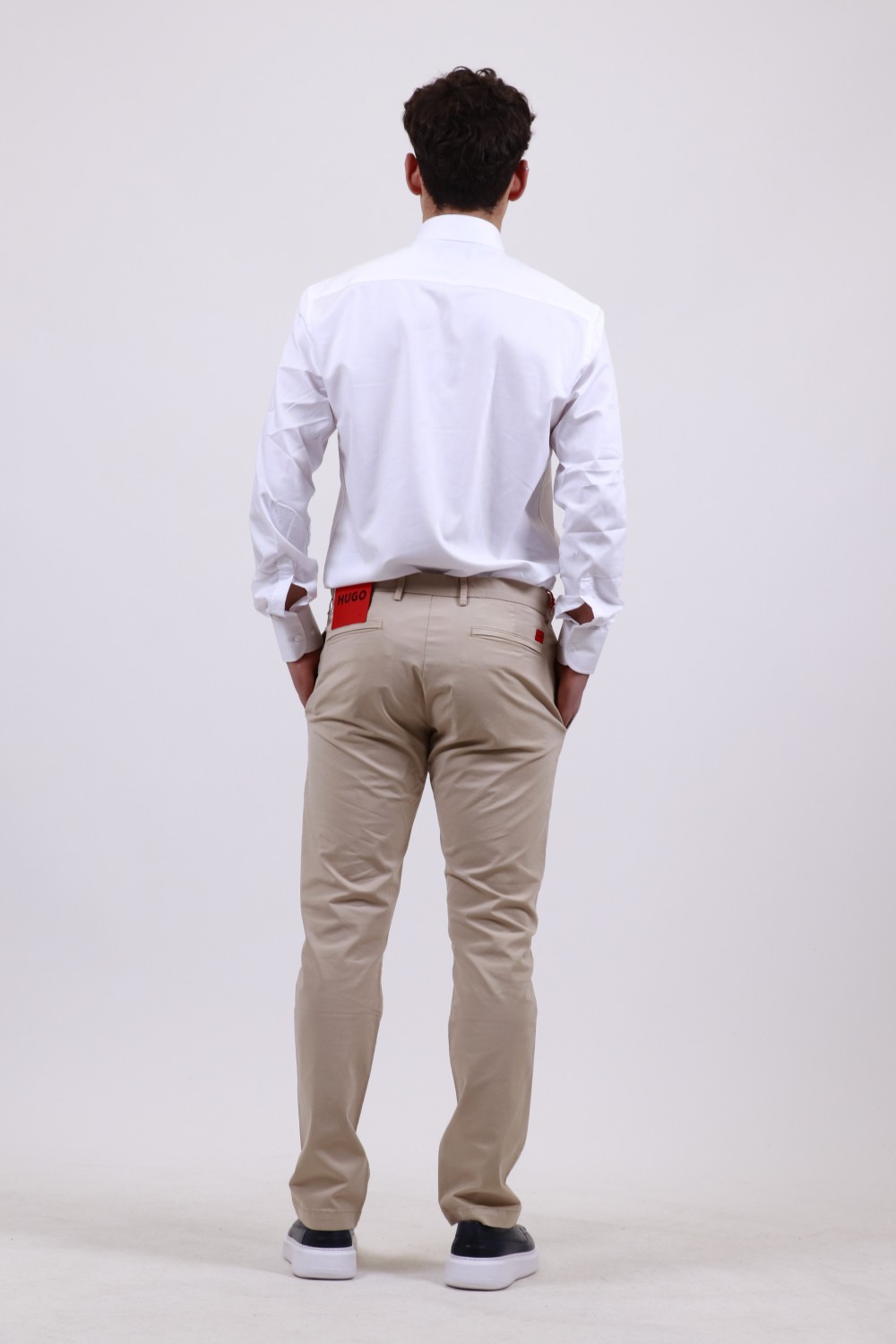 HUGO DAVID222D SLIM FIT CHINO IN STRETCH-COTTON GABARDINE BEIGE 50468314-264