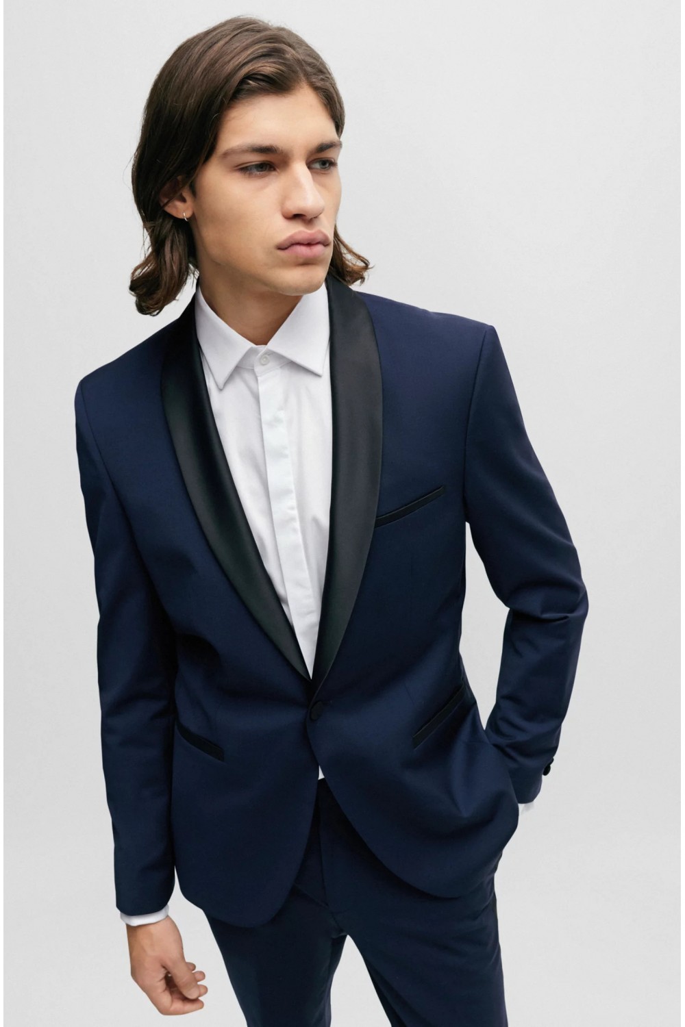 HUGO SLIM-FIT DRESS SHIRT IN STRETCH-COTTON SATIN WHITE 50508549-199