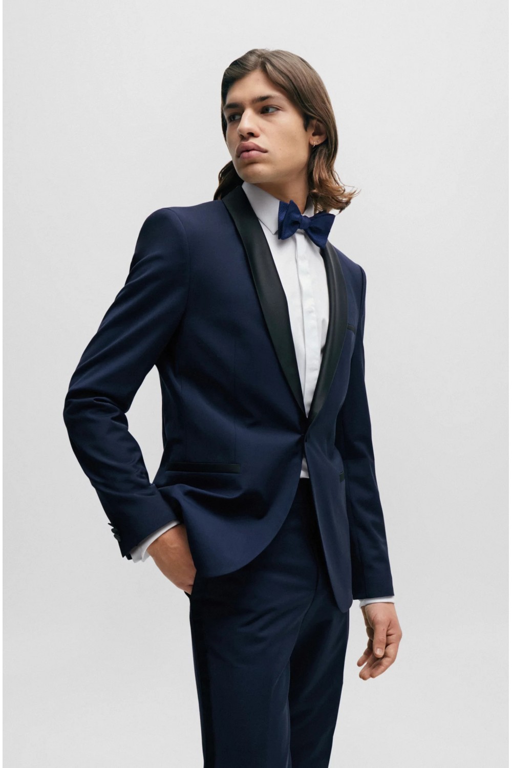 HUGO SLIM-FIT DRESS SHIRT IN STRETCH-COTTON SATIN WHITE 50508549-199