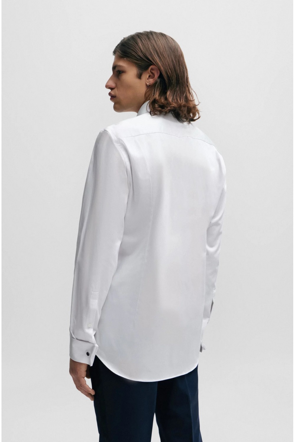 HUGO SLIM-FIT DRESS SHIRT IN STRETCH-COTTON SATIN WHITE 50508549-199