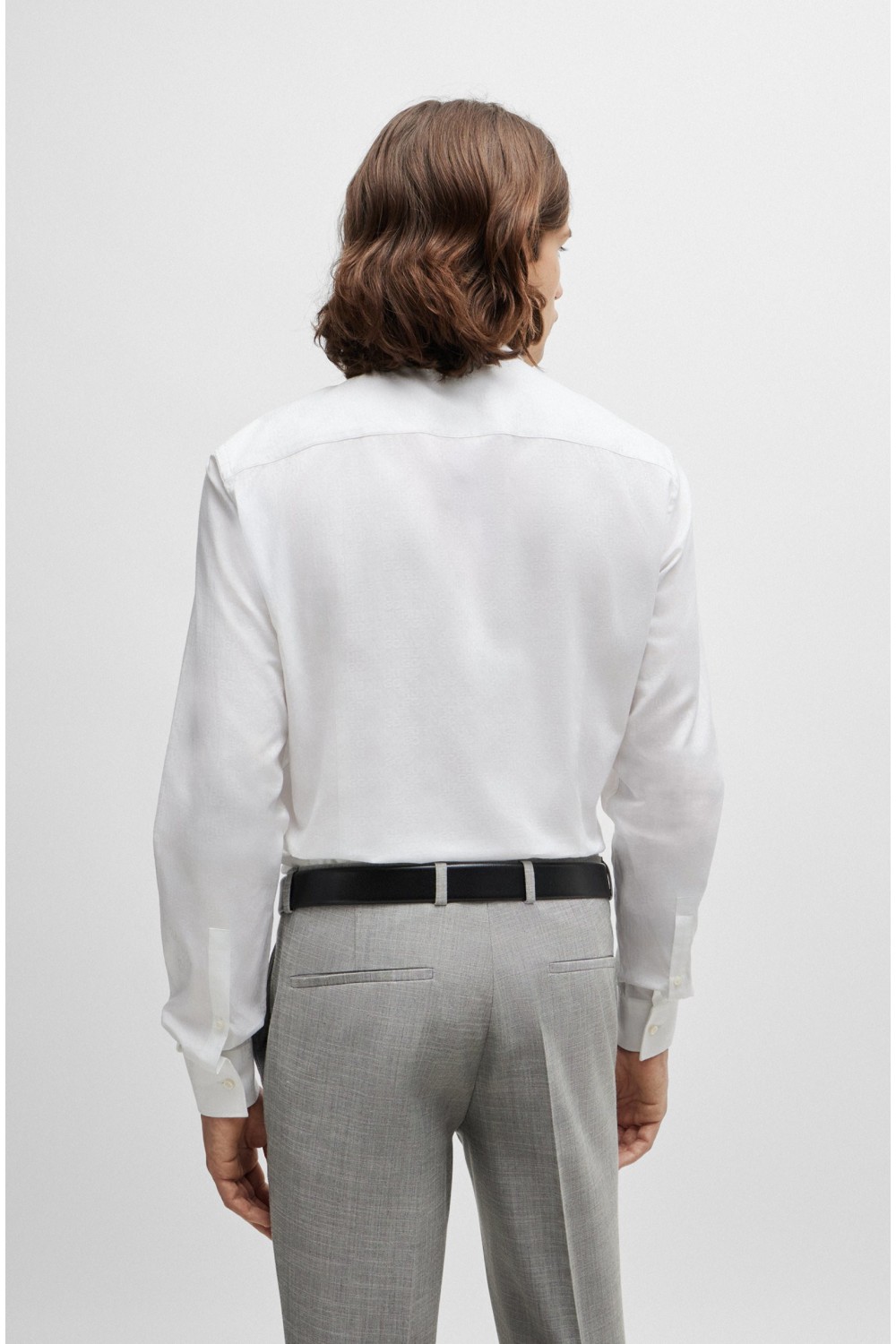 HUGO SLIM-FIT SHIRT IN COTTON WITH A STACKED-LOGO JACQUARD WHITE 50500965-199