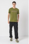 HUGO COTTON JERSEY T-SHIRT DULIVIO GREEN BROWN LOGO 50519724-386