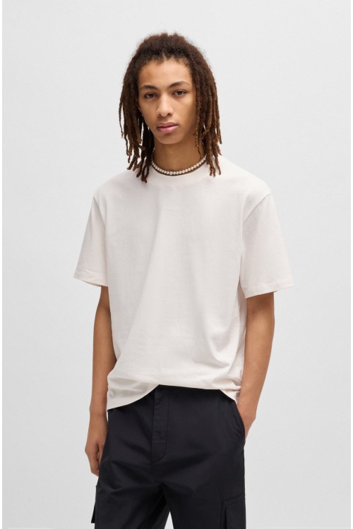 HUGO COTTON RELAXED FIT T-SHIRT WITH LOGO PRINT DAPOLINO NATURAL 50488330-102