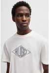 HUGO COTTON JERSEY T-SHIRT WITH GEOMETRIC LOGO EMBROIDERY WHITE 50534934-102