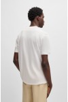 HUGO COTTON JERSEY T-SHIRT WITH GEOMETRIC LOGO EMBROIDERY WHITE 50534934-102