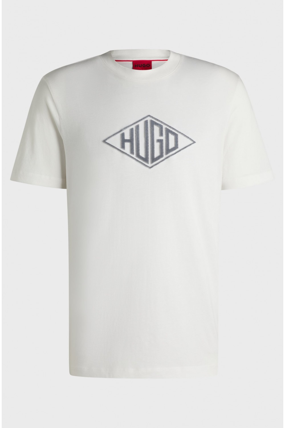 HUGO COTTON JERSEY T-SHIRT WITH GEOMETRIC LOGO EMBROIDERY WHITE 50534934-102