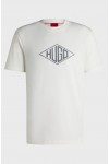 HUGO COTTON JERSEY T-SHIRT WITH GEOMETRIC LOGO EMBROIDERY WHITE 50534934-102