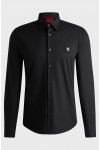 HUGO SLIM FIT POPLIN SHIRT ERMO BLACK WITH STACKED LOGO 50505315-001