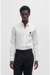 HUGO SLIM FIT POPLIN SHIRT ERMO WHITE WITH STACKED LOGO 50505315-199