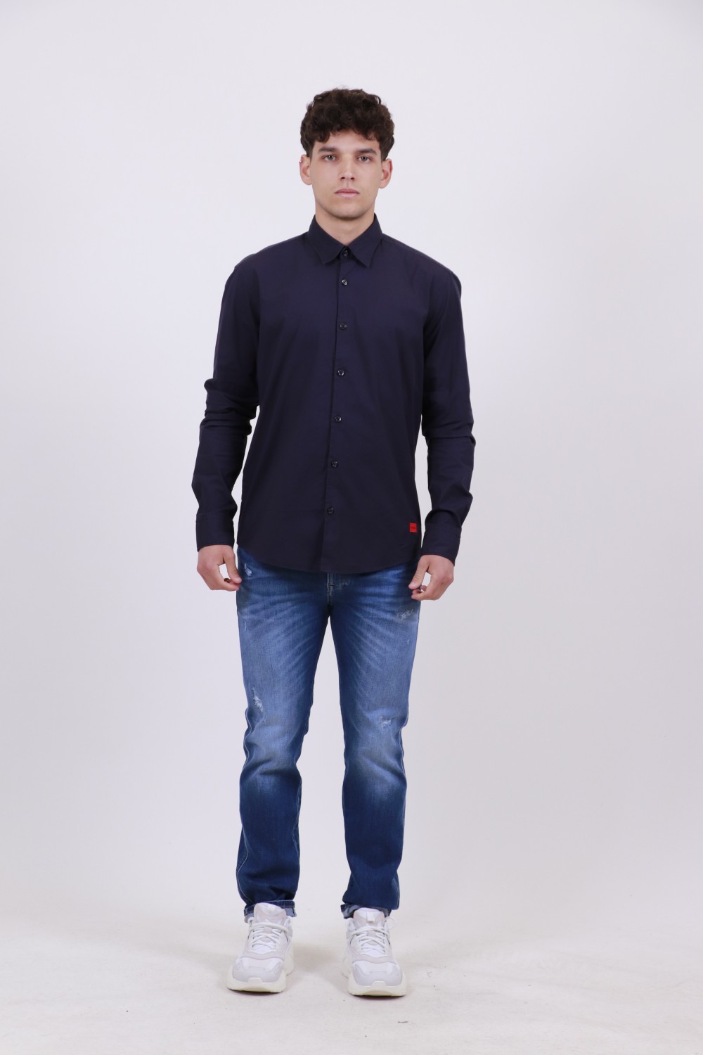 HUGO SLIM FIT POPLIN SHIRT ERMO NAVY BLUE 50500216-405