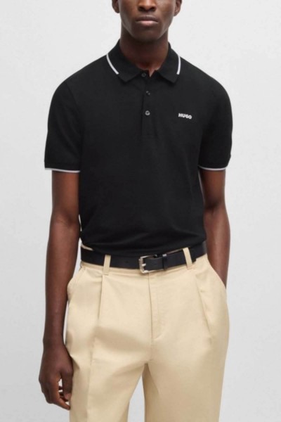 HUGO POLO SHIRT DINOSO222 BLACK LIGHT GREY LOGO 50467344-003