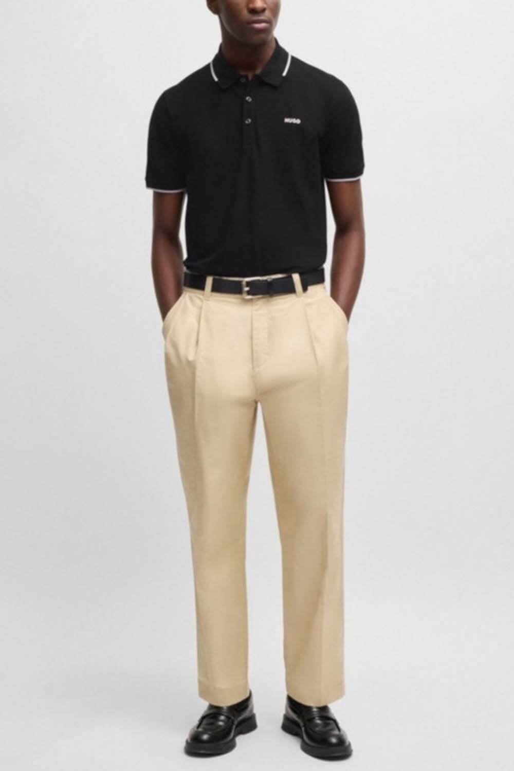 HUGO POLO SHIRT DINOSO222 BLACK LIGHT GREY LOGO 50467344-003