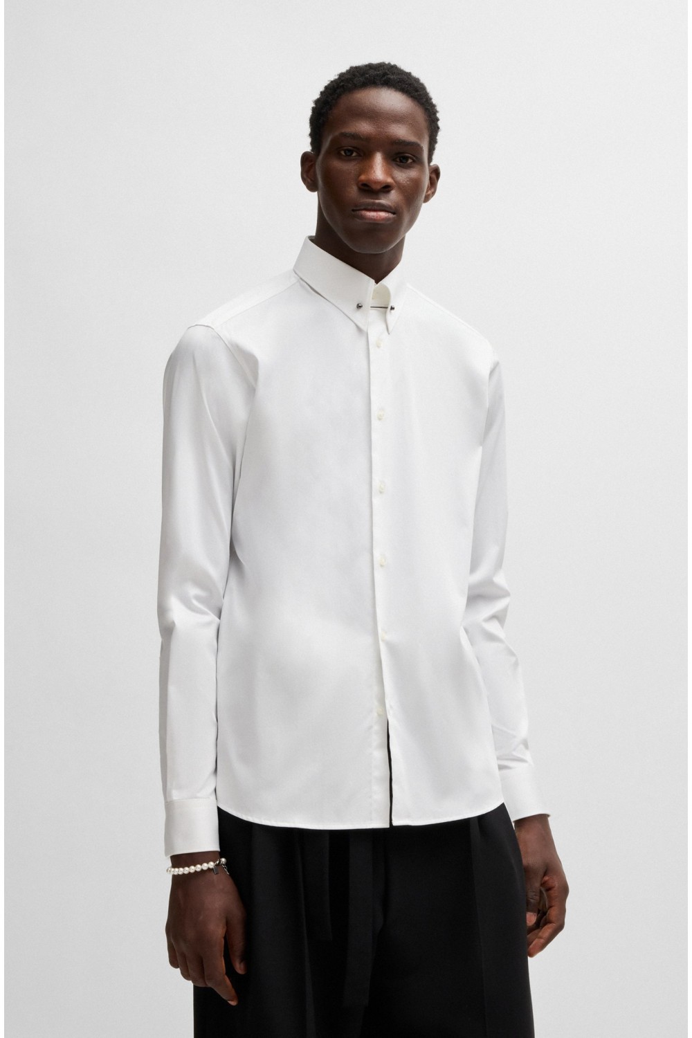 HUGO MODERN FIT COTTON SATEN SHIRT VIKKO WHITE 50519847-199