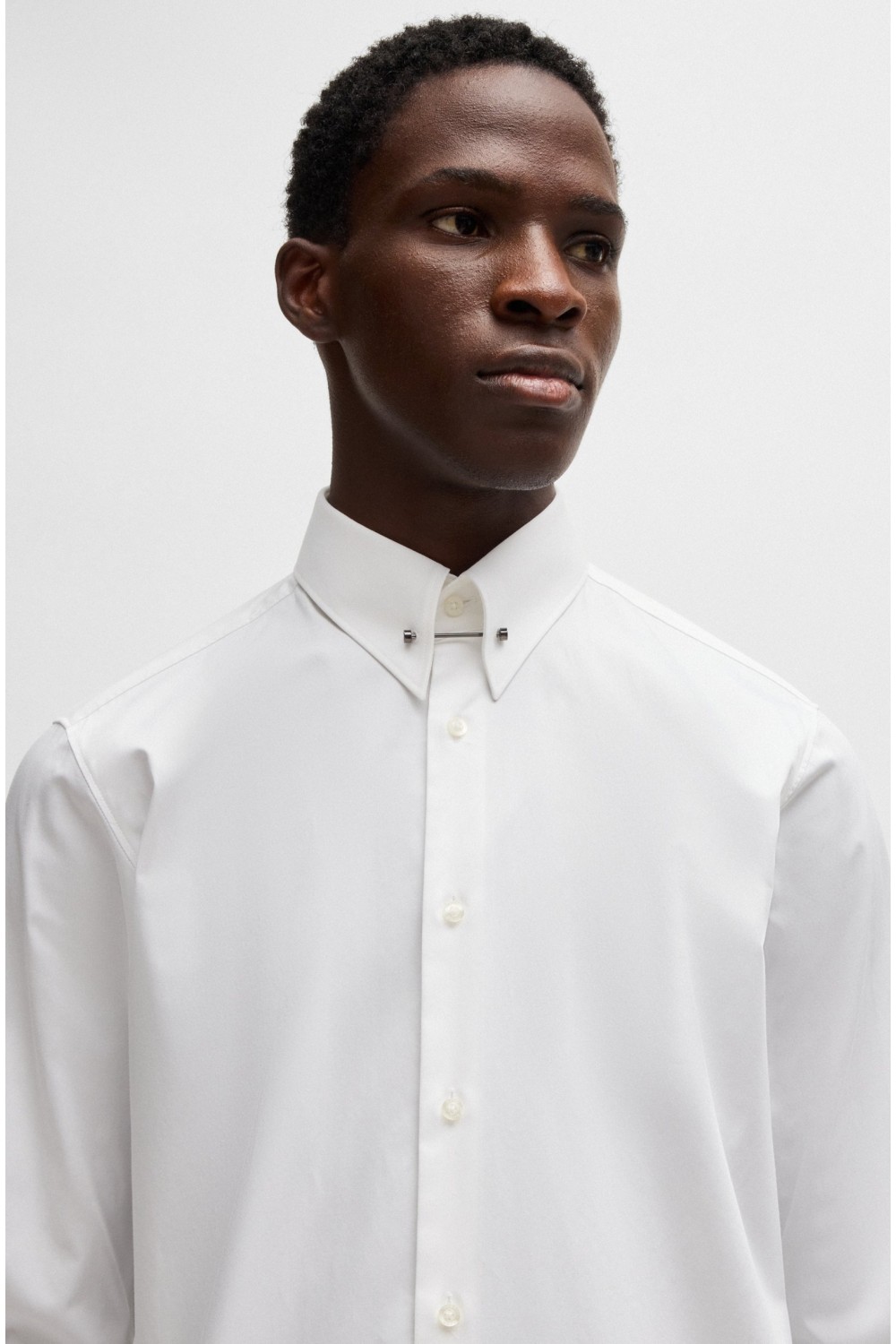 HUGO MODERN FIT COTTON SATEN SHIRT VIKKO WHITE 50519847-199