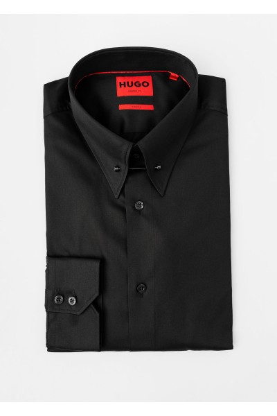 HUGO MODERN FIT COTTON SATEN SHIRT VIKKO BLACK 50519847-001