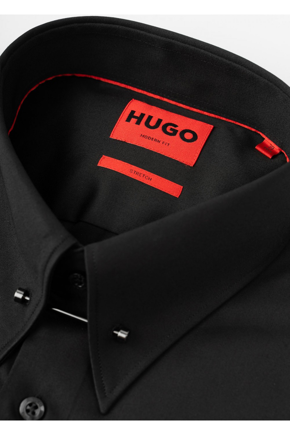 HUGO MODERN FIT COTTON SATEN SHIRT VIKKO BLACK 50519847-001