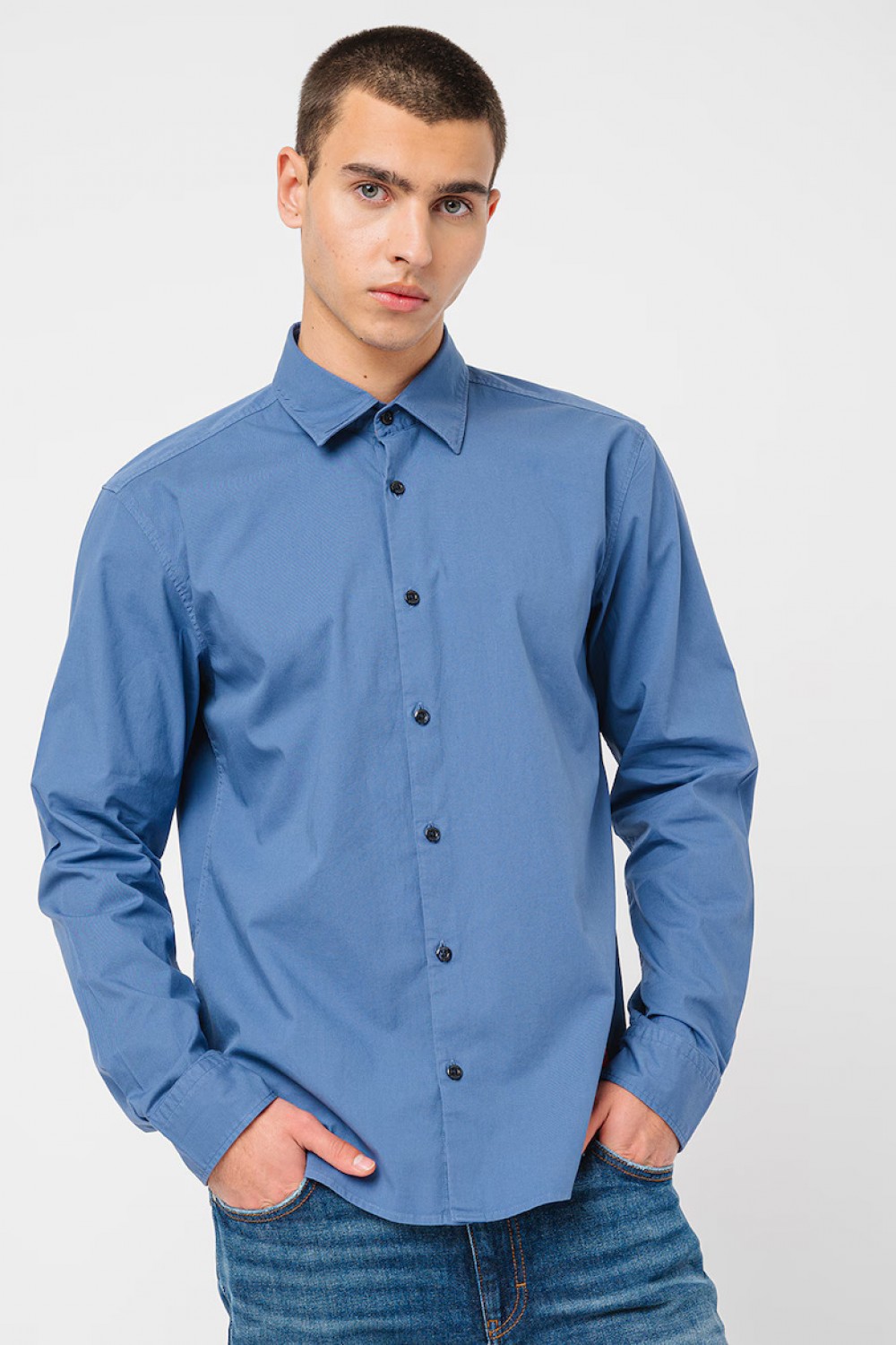 HUGO SLIM FIT POPLIN SHIRT ERMO BLUE 50500216-479