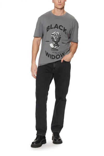 HUGO COTTON JERSEY T-SHIRT WITH SPIDER GRAPHIC PRINT GREY 50530684-086