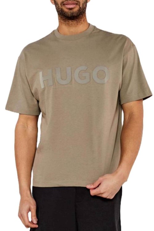 HUGO OVERSIZED FIT T-SHIRT WITH DECORATIVE REFLECTIVE LOGO BEIGE 50525765-219