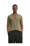 HUGO T-SHIRT DIRAGOLINO 212 WITH RED LOGO KHAKI 50447978-389