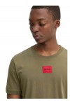 HUGO T-SHIRT DIRAGOLINO 212 WITH RED LOGO KHAKI 50447978-389