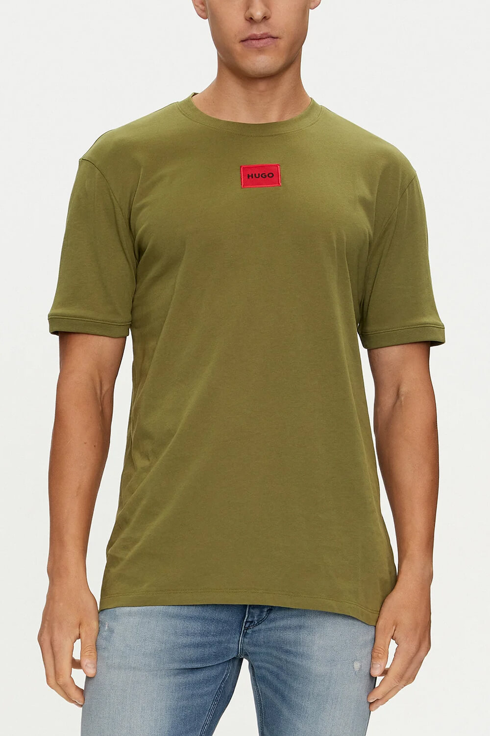 HUGO T-SHIRT DIRAGOLINO 212 WITH RED LOGO OPEN KHAKI 50447978-386