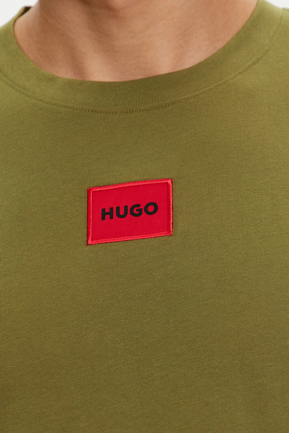 HUGO T-SHIRT DIRAGOLINO 212 WITH RED LOGO OPEN KHAKI 50447978-386