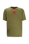 HUGO T-SHIRT DIRAGOLINO 212 WITH RED LOGO OPEN KHAKI 50447978-386