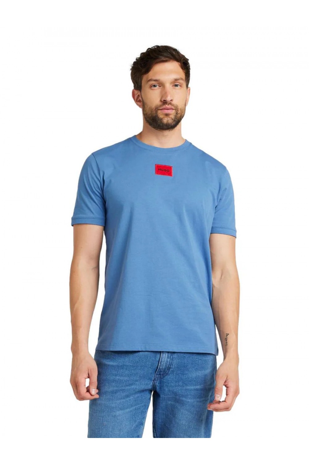 HUGO T-SHIRT DIRAGOLINO 212 WITH RED LOGO BLUE  50447978-427