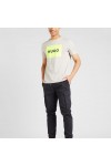 HUGO COTTON JERSEY T-SHIRT DULIVE BEIGE WITH YELLOW LOGO 50467952-055