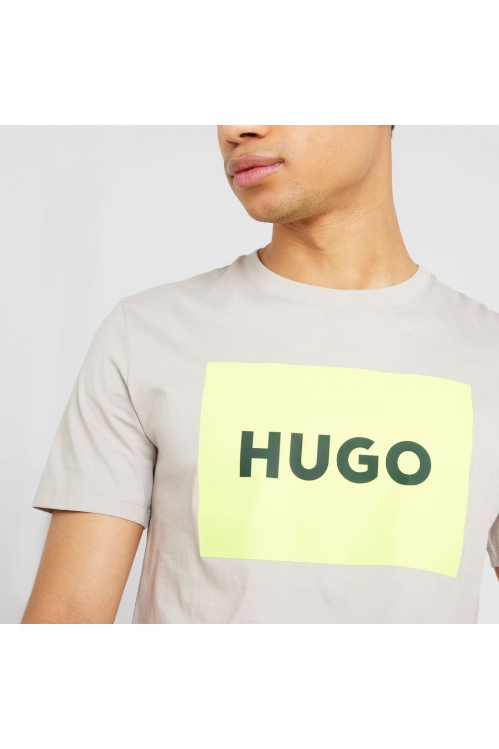 HUGO COTTON JERSEY T-SHIRT DULIVE BEIGE WITH YELLOW LOGO 50467952-055