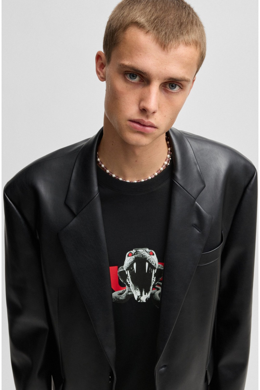 HUGO OVERSIZED FIT T-SHIRT WITH ANIMAL GRAPHIC BLACK 50530607-001