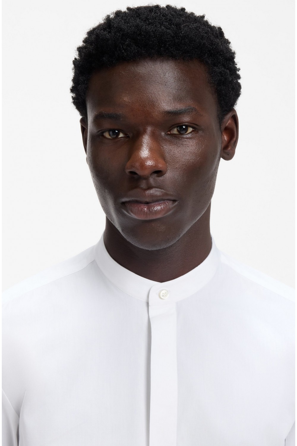 HUGO SLIM FIT MAO COTTON SHIRT KALEB WHITE 50554690-199